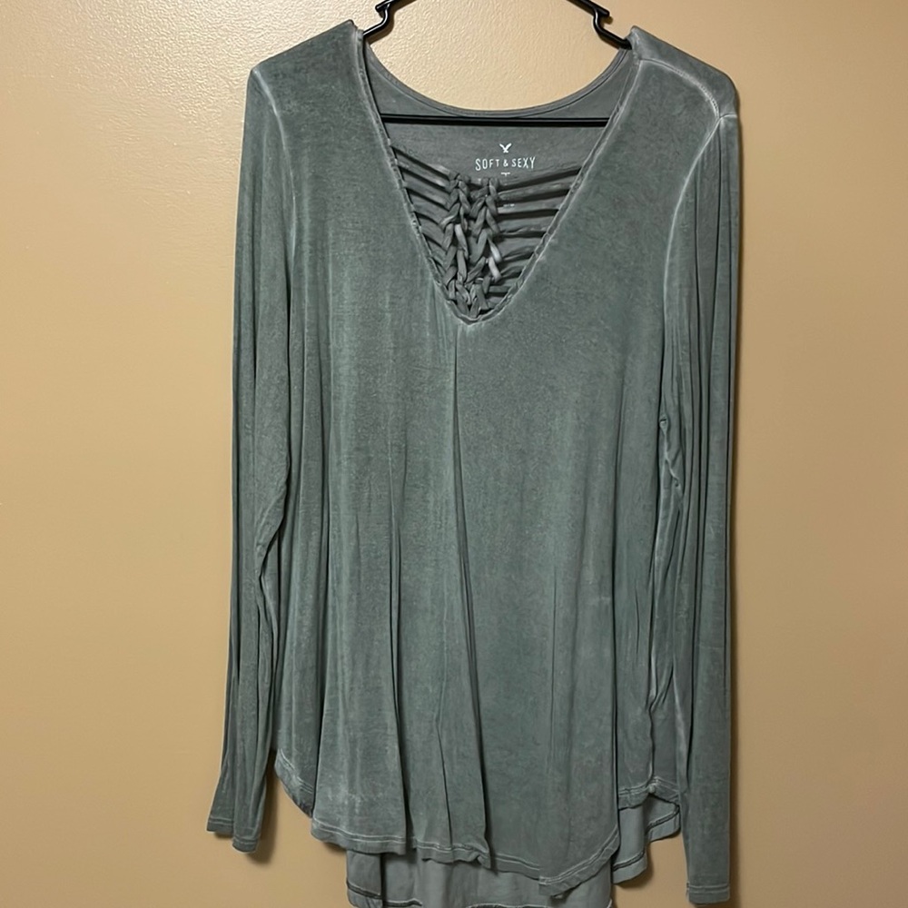 Green Long Sleeve Top, L